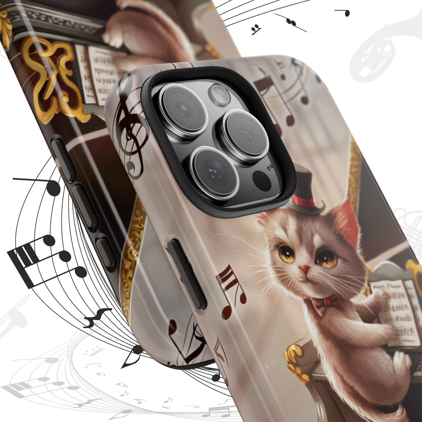 Meowsic Shield Wireless Charging Support Tough Case