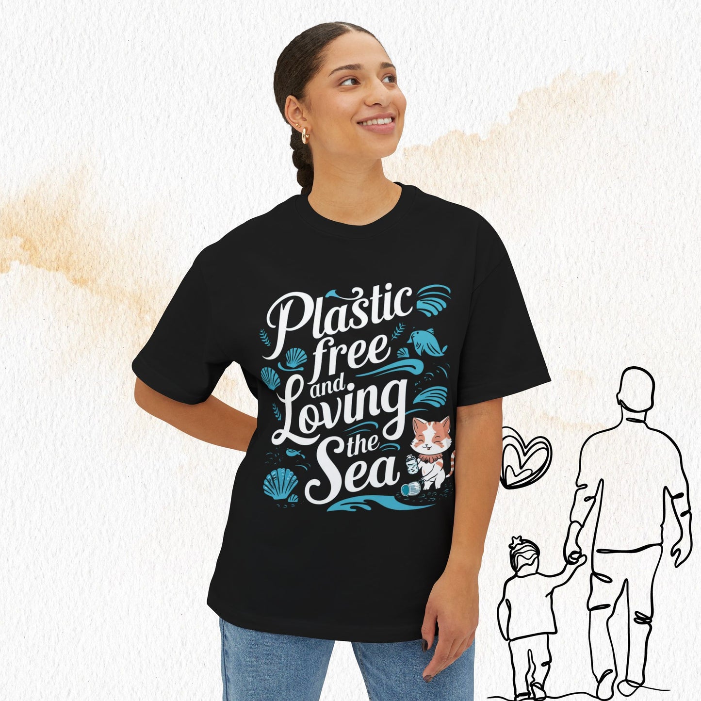 Plastic Free Loving Ocean Unisex Oversized Boxy Tshirts