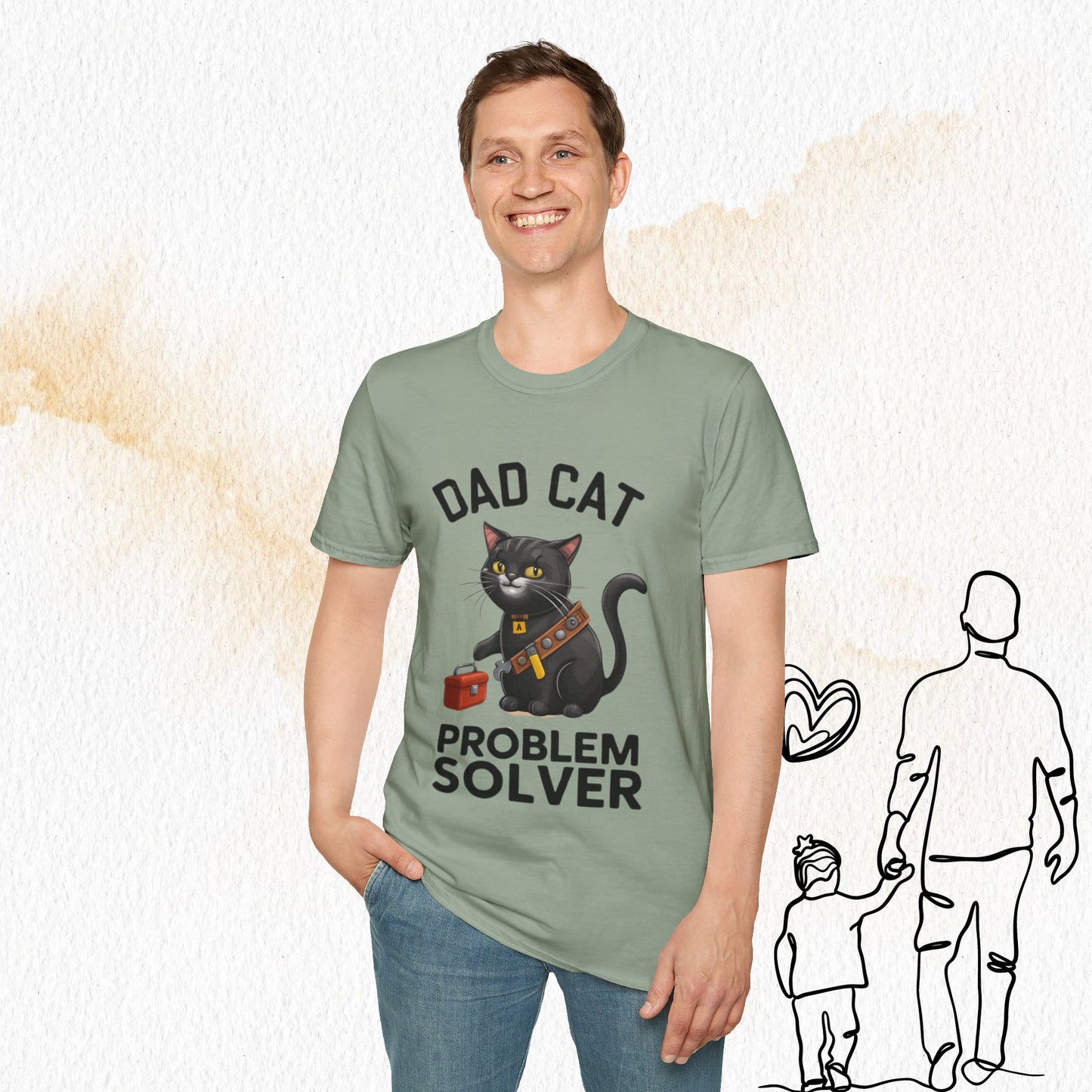 Dad Cat Problem Solver Cotton Men Tshirt