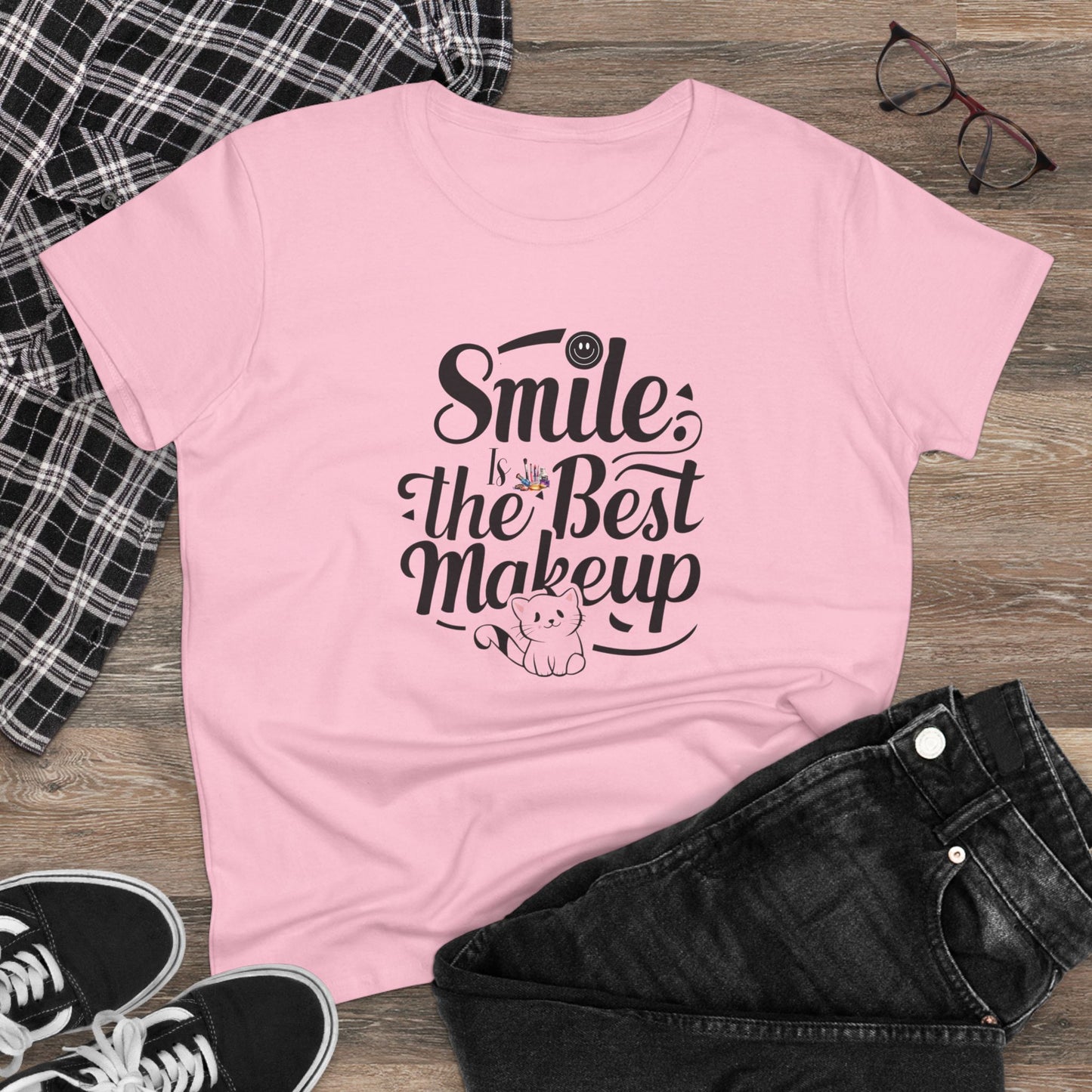 Smile Is The Best Makeup Women Cotton Tshirt