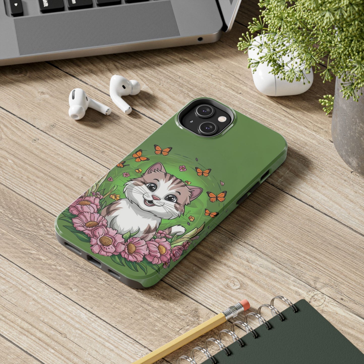 Green Mewsic Wireless Charging Support Tough Case