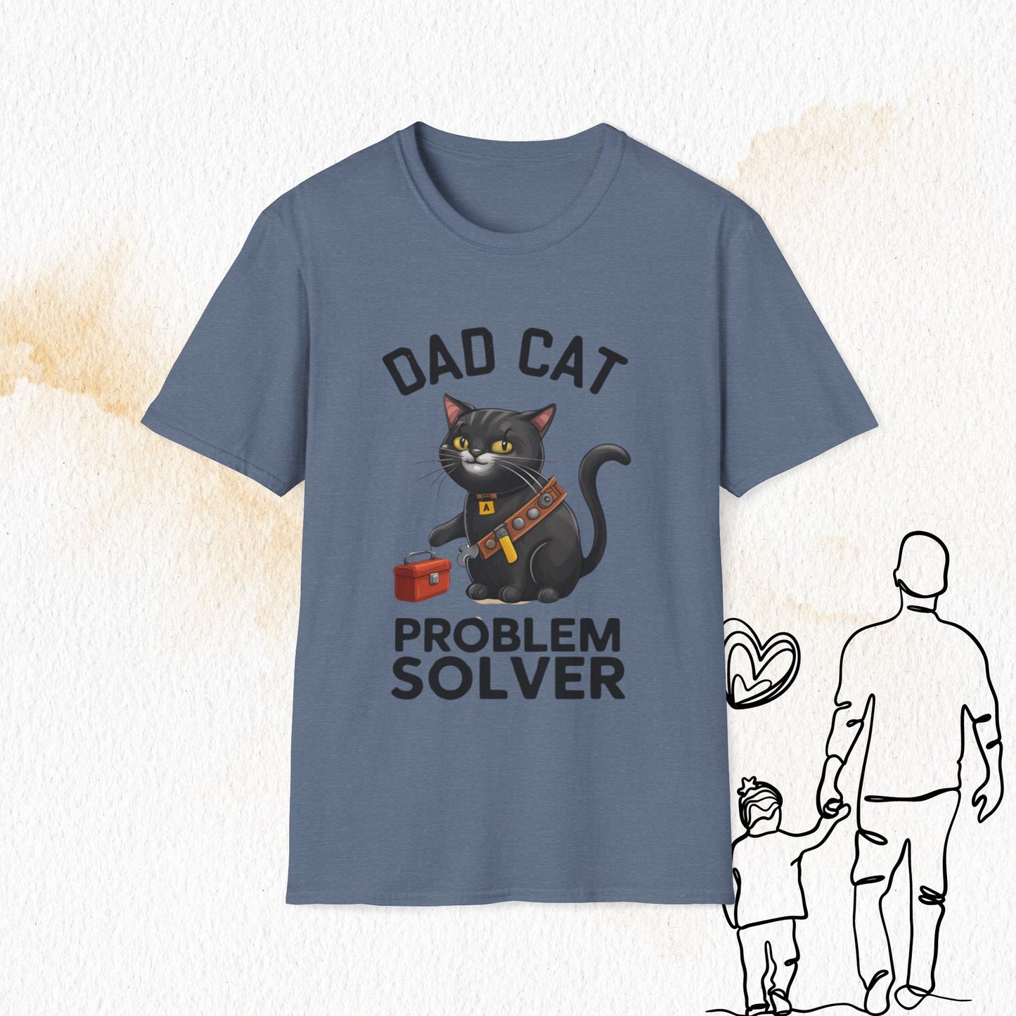 Dad Cat Problem Solver Cotton Men Tshirt