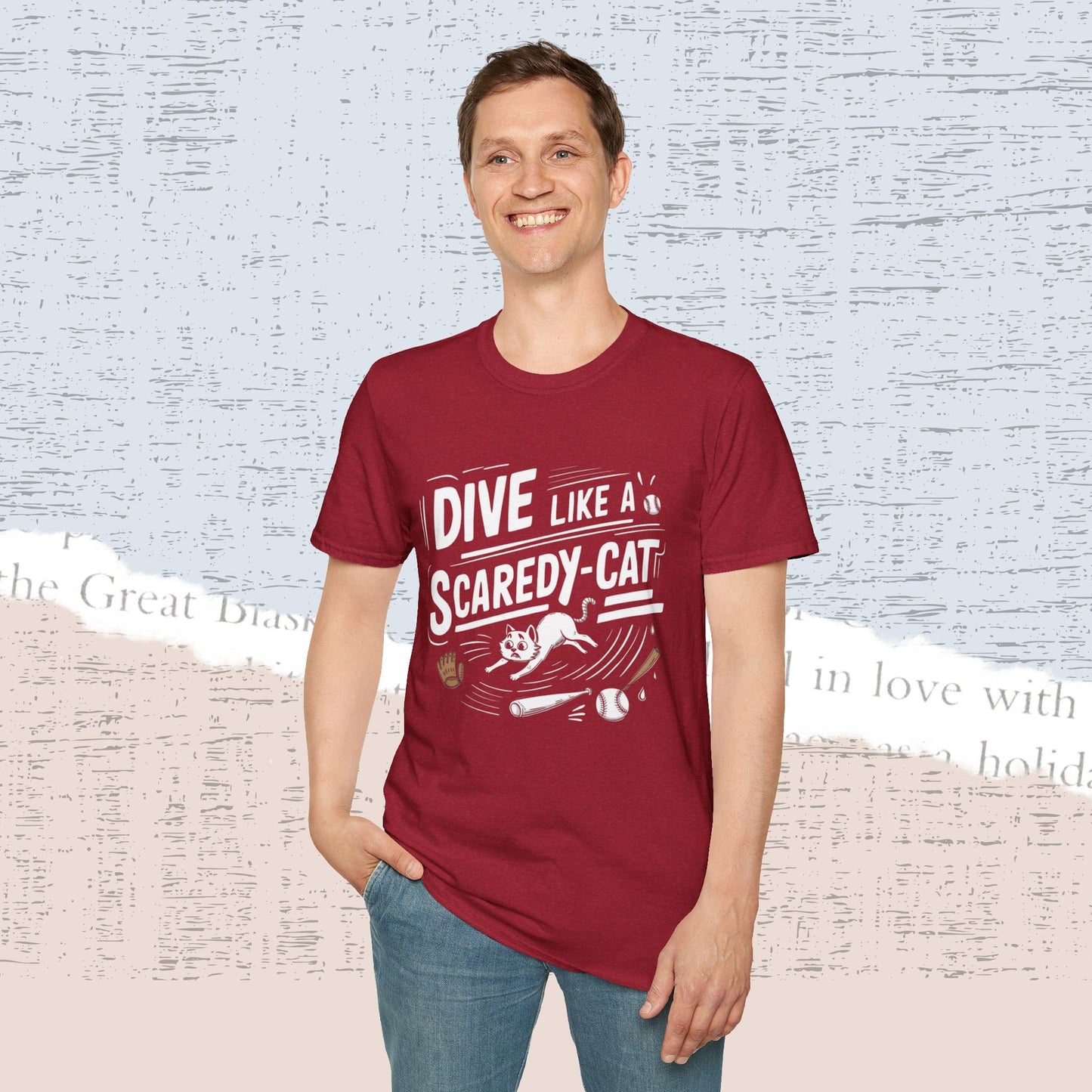 Dive Like Scaredy Cat Cotton Crew Neck Men Tshirt