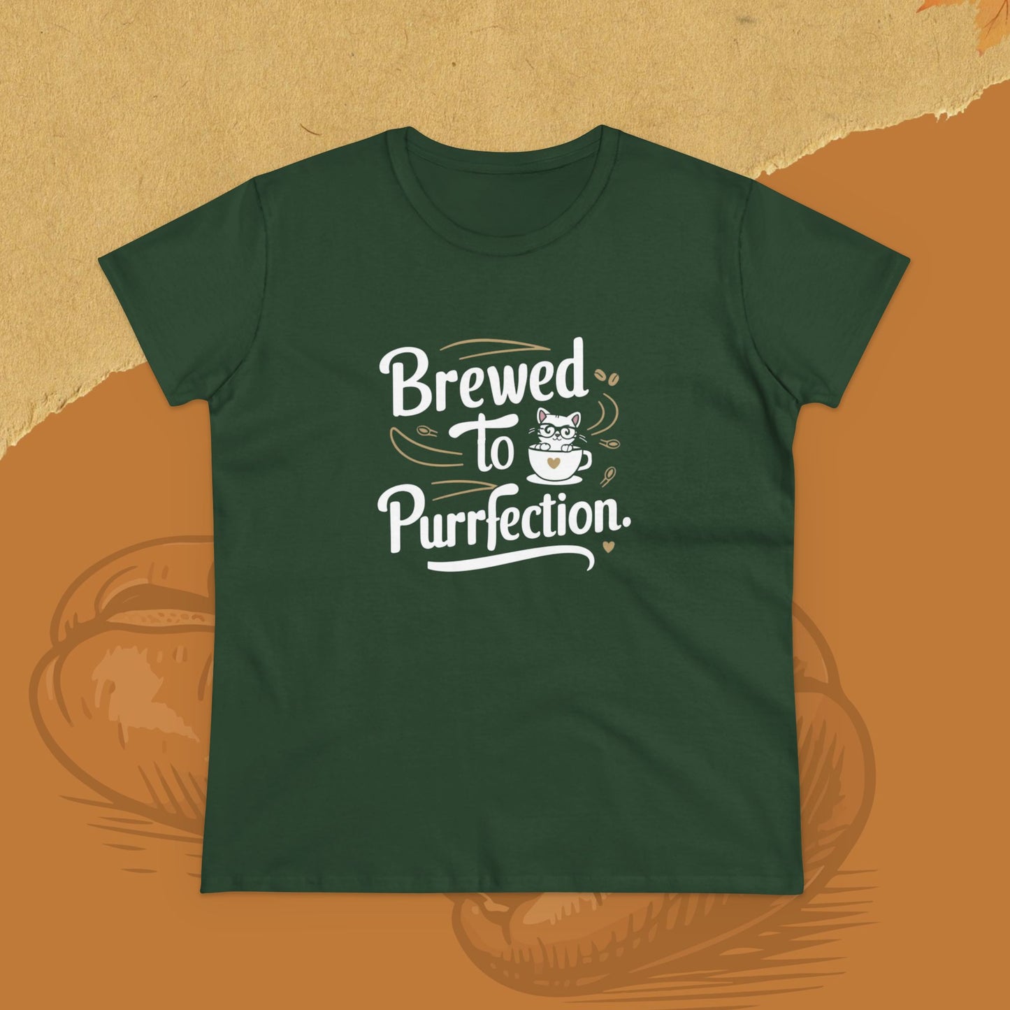Brewed To Purrfection Coffee Lover Women T-Shirt