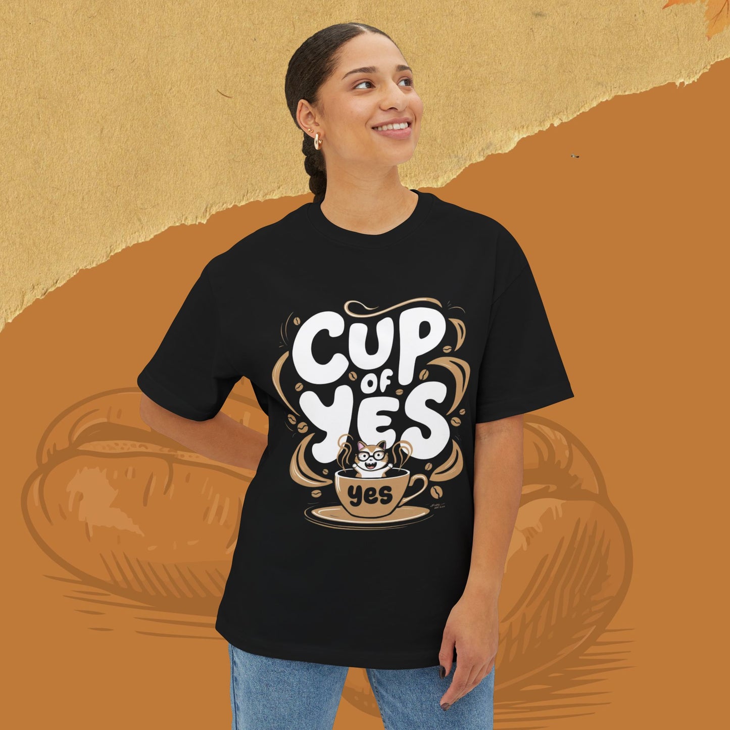 Cup of Yes Unisex Coffeelover Oversized Boxy Tshirt