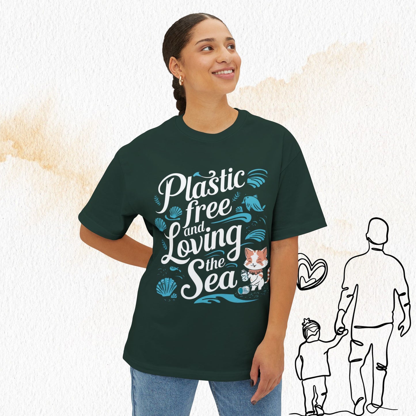 Plastic Free Loving Ocean Unisex Oversized Boxy Tshirts