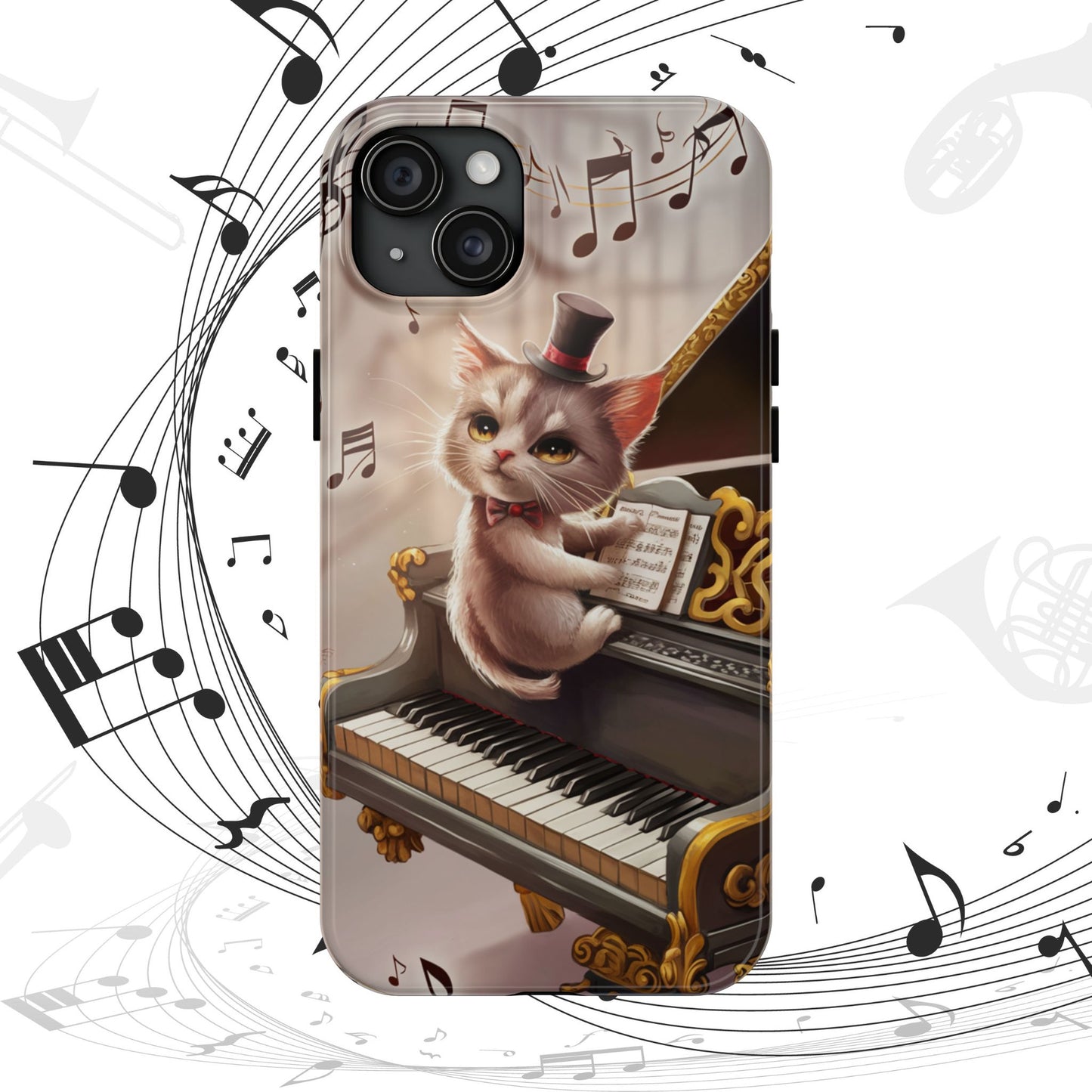 Meowsic Shield Wireless Charging Support Tough Case
