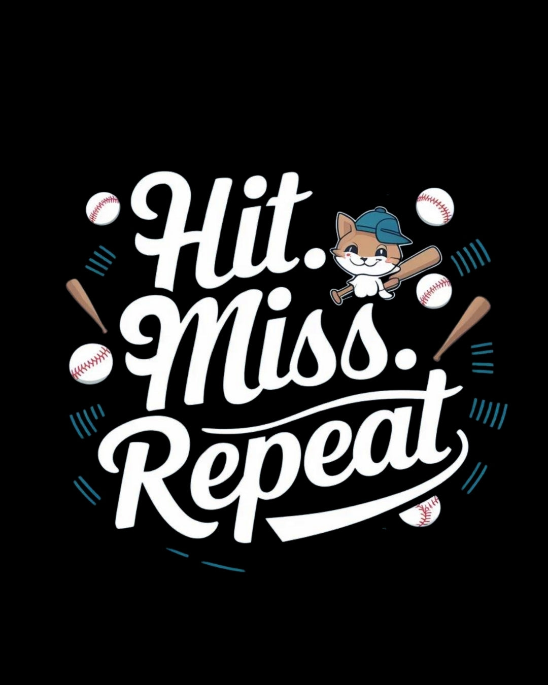 Hit Miss Repeat Baseball Crew Neck Tees