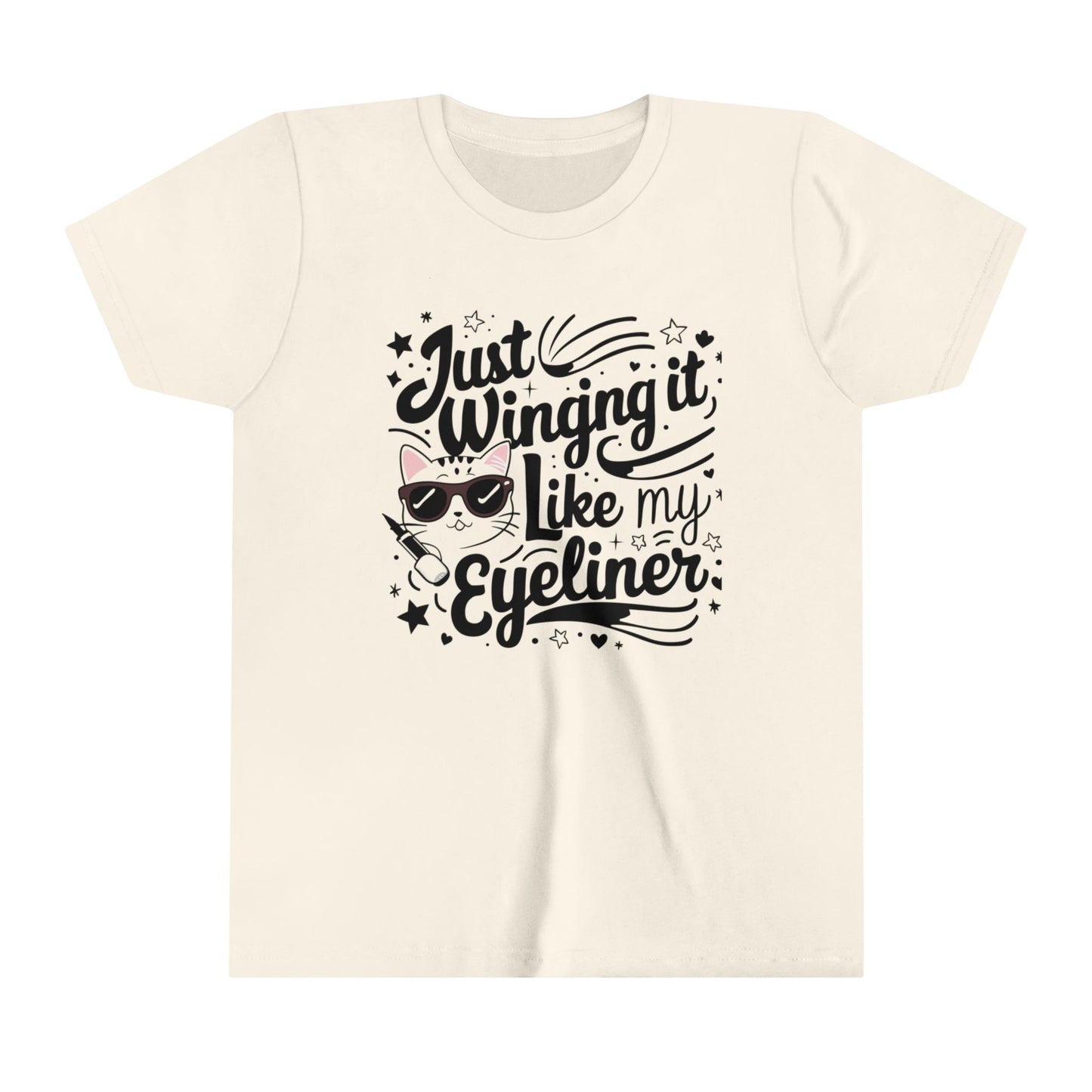 Just Winging it Like My Eyeliner Youth Heavy Cotton T-Shirt