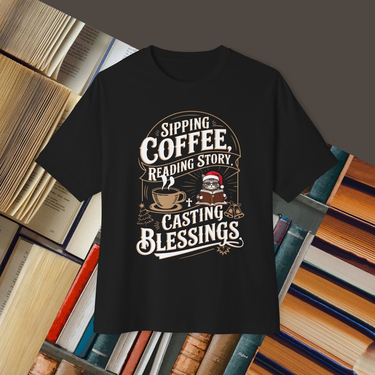 Sipping Coffee Reading Story Unisex Beerlover Oversized Boxy Tshirts