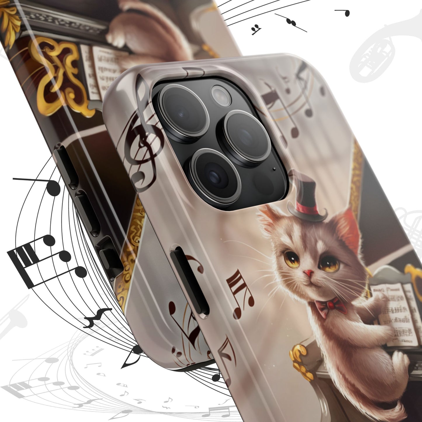 Meowsic Shield Wireless Charging Support Tough Case