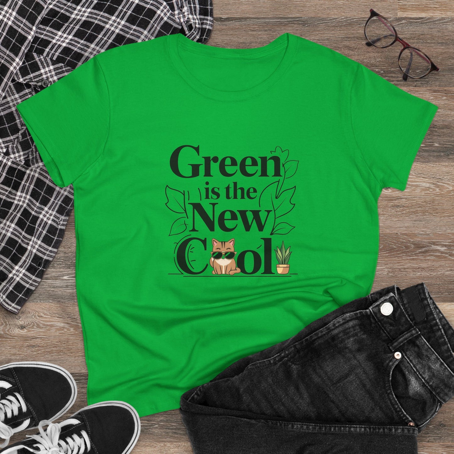 Green Is The New Cool Women Cotton Tshirt