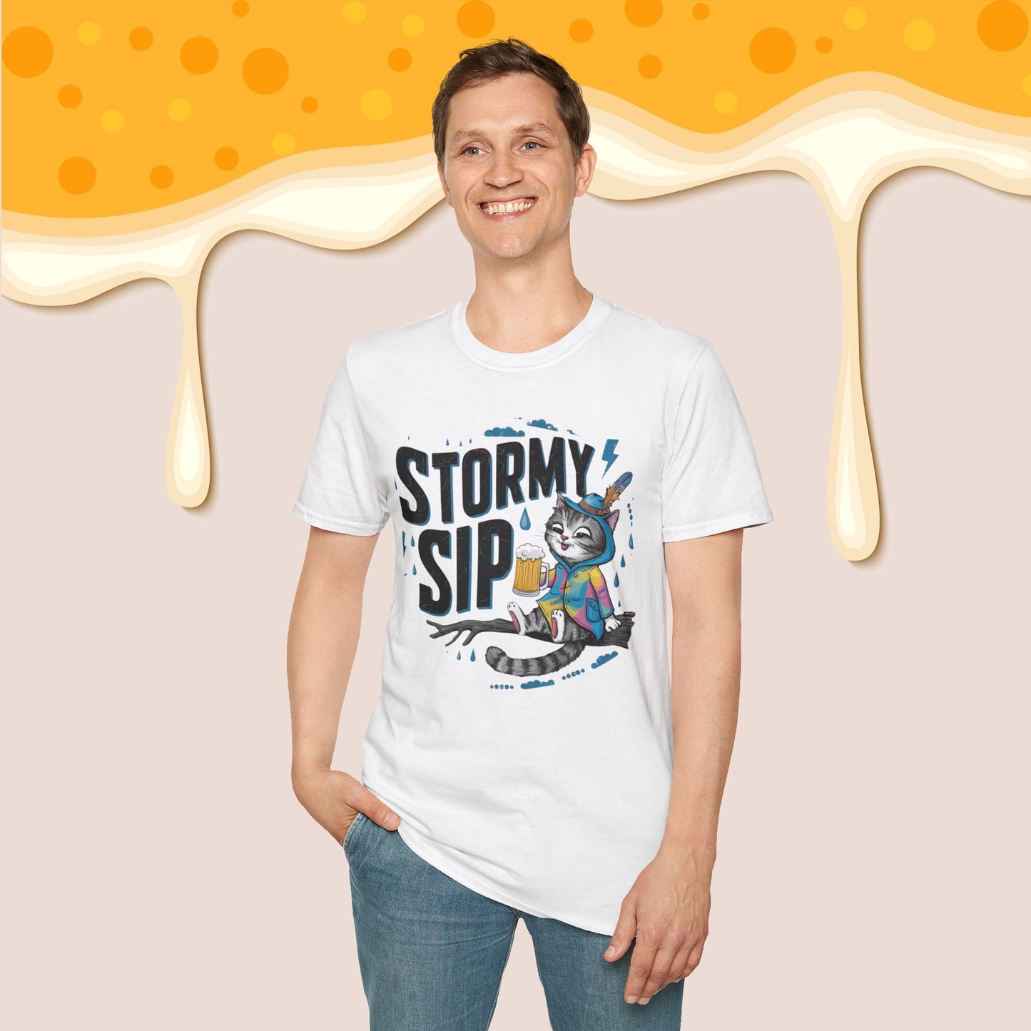 Stormy Sip Cotton Men Tshirt
