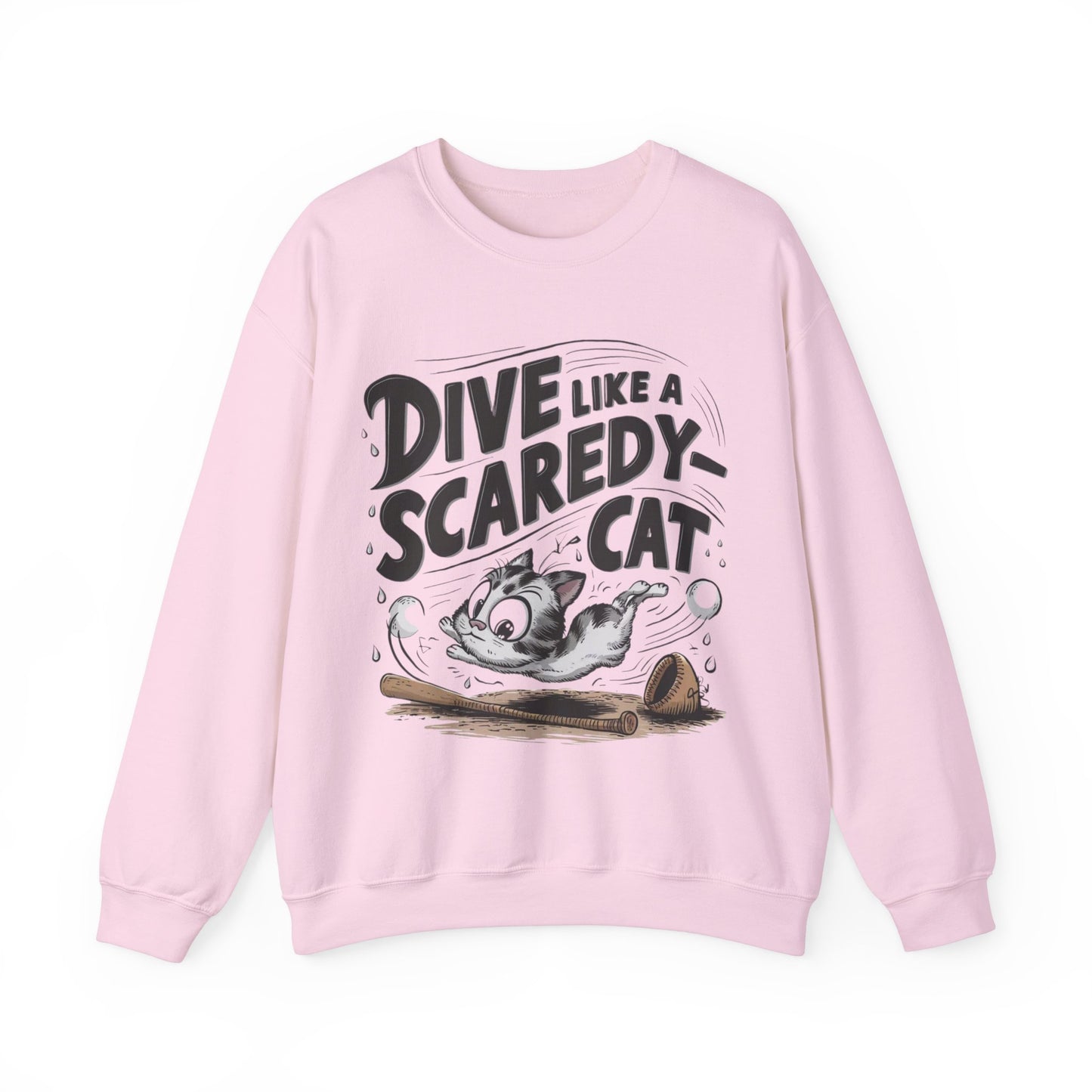 Dive Like Scaredy Cat Heavy Unisex Cotton Crewneck Sweatshirt