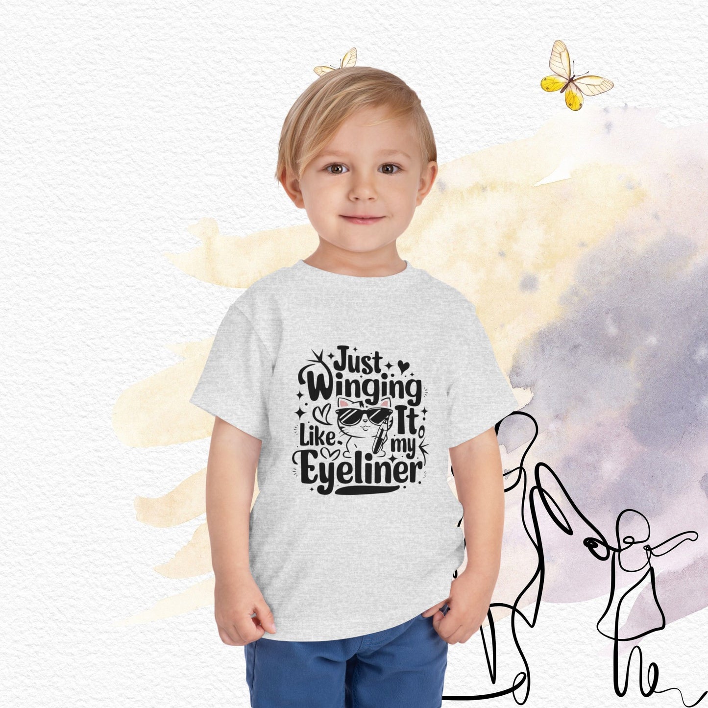 Just Winging it Like My Eyeliner Toddler Cotton T-Shirts