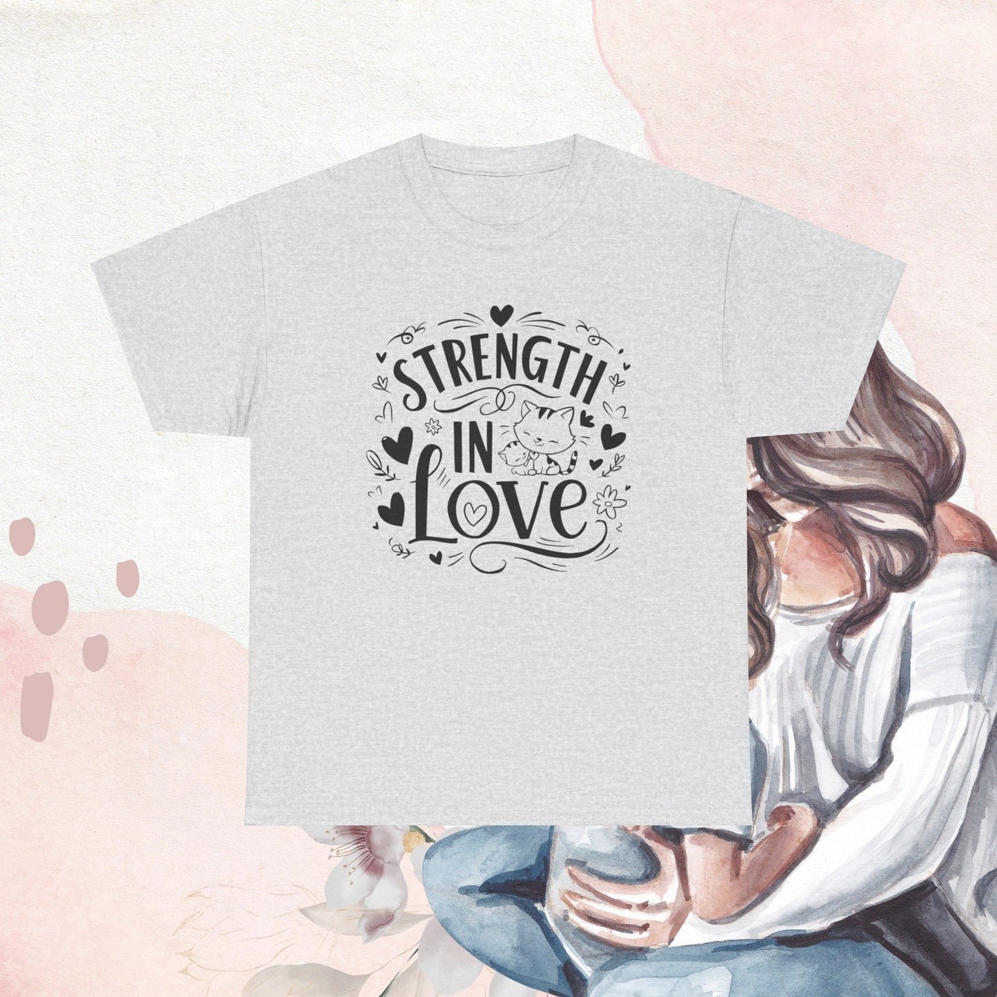 Strength In Love Cat Mom Cotton T-Shirt