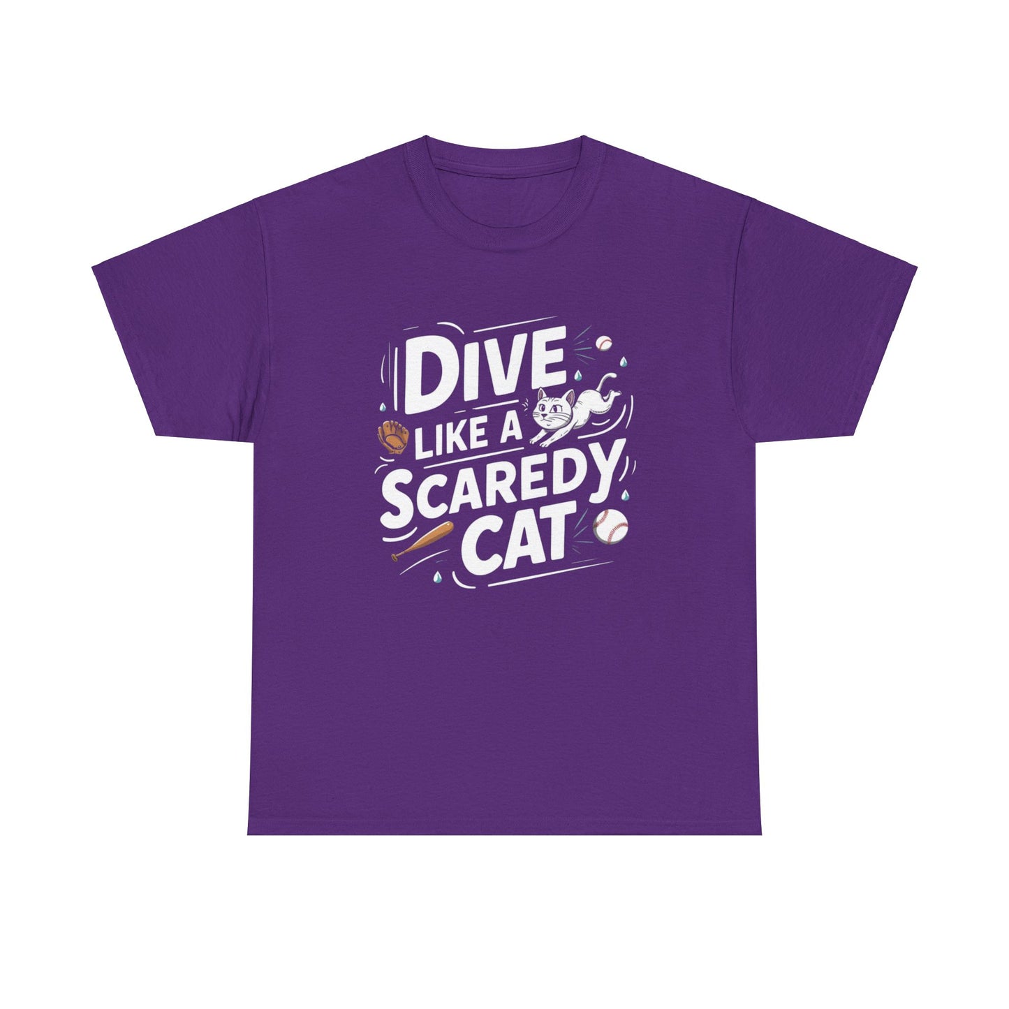 Dive Like Scaready Cat Baseball Crew Neck Tee