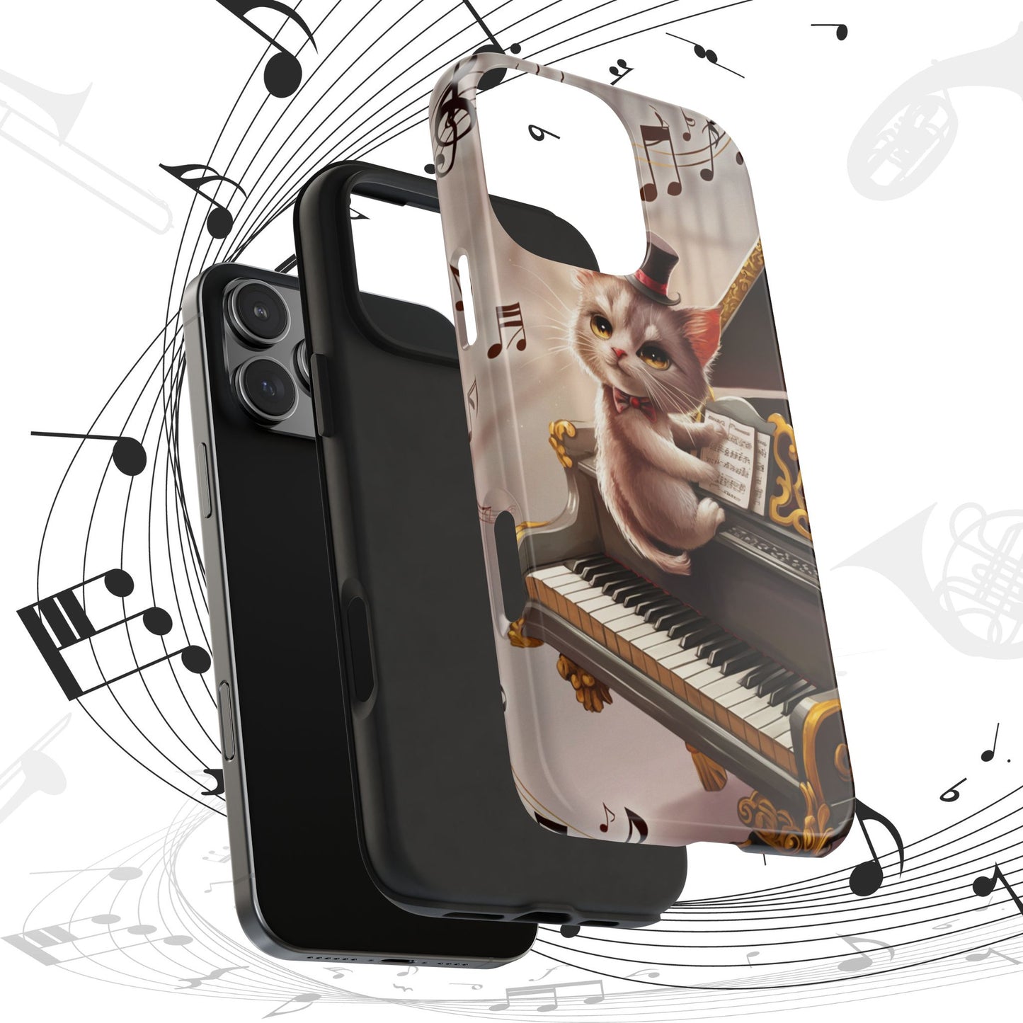 Meowsic Shield Wireless Charging Support Tough Case