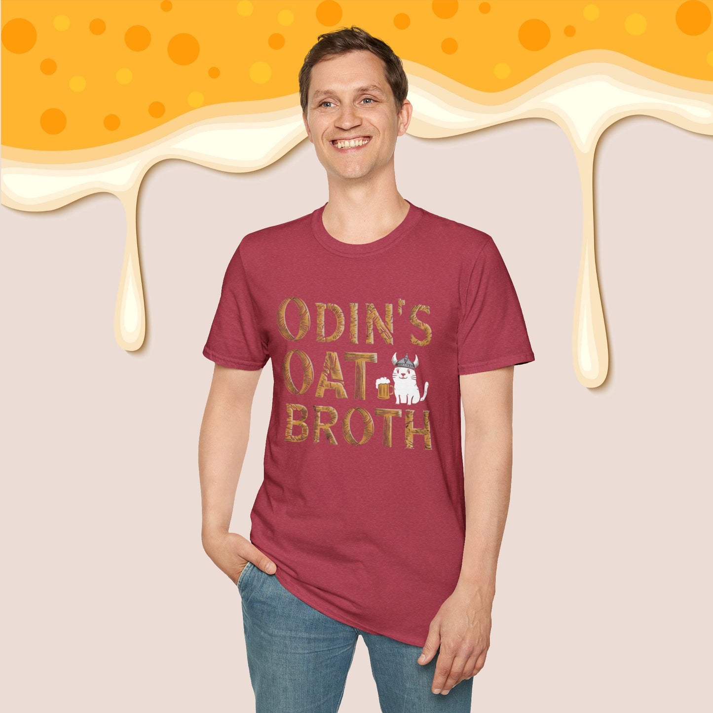 Odin Oat Broth Cotton Crew Neck Men Tshirt