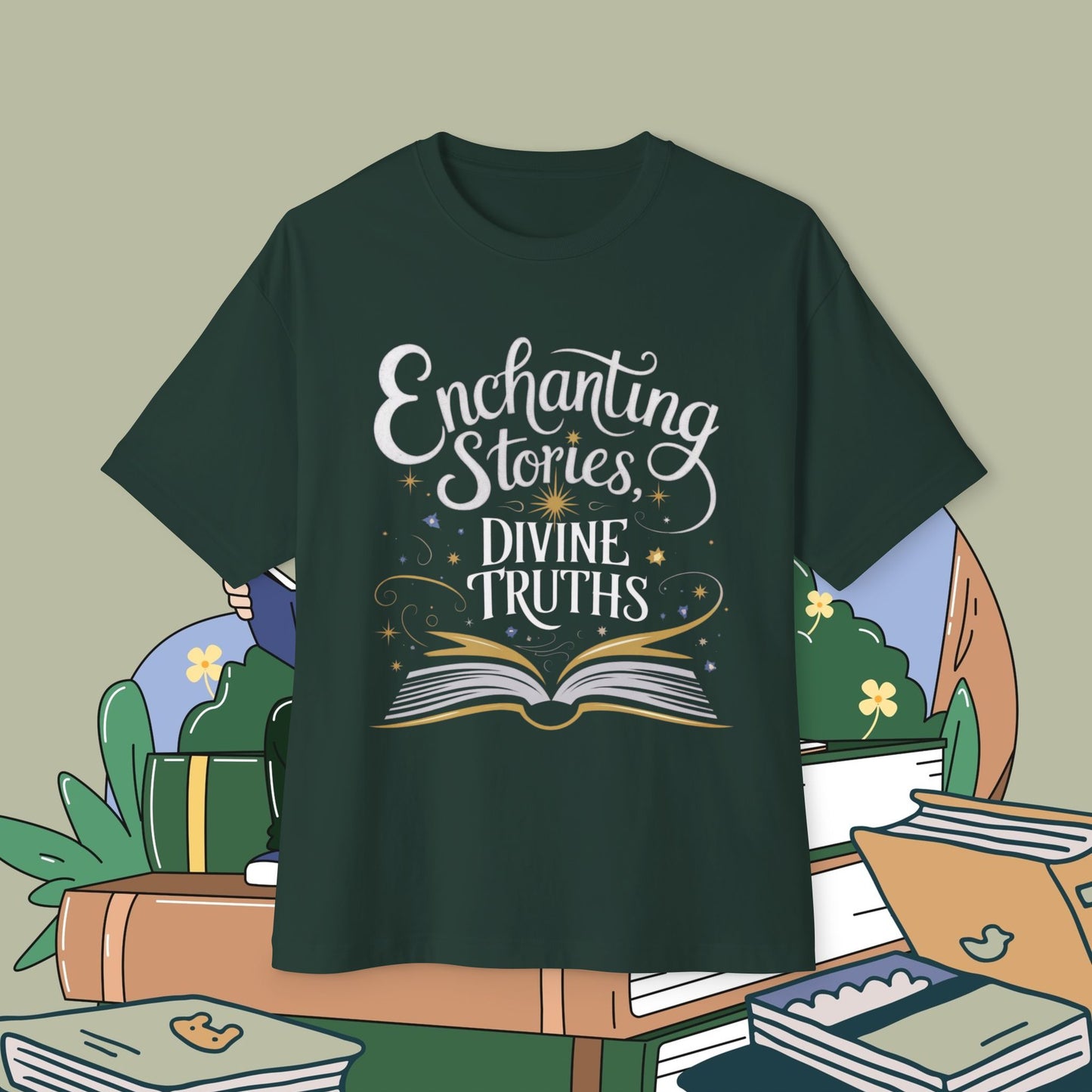 Enchanting Stories Devine Truth Unisex BookLover Oversized Boxy Tshirt