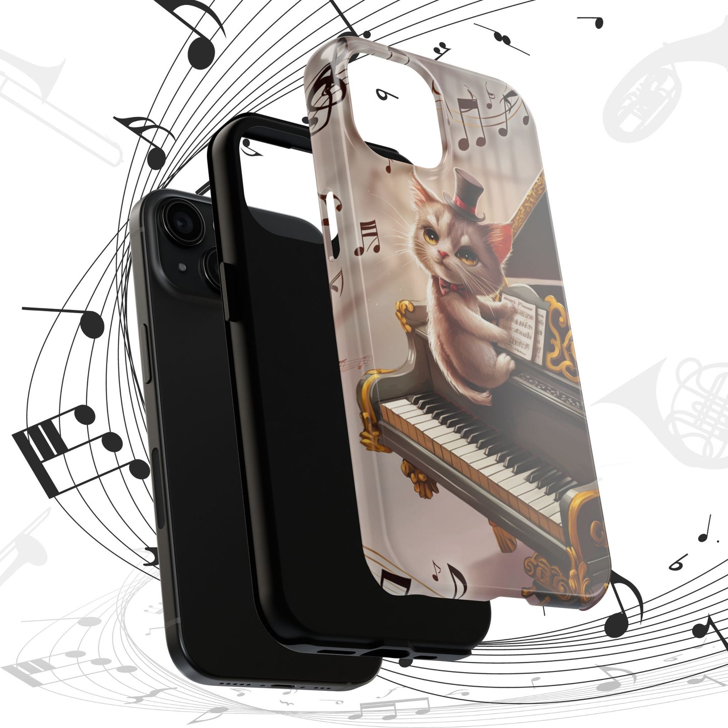 Meowsic Shield Wireless Charging Support Tough Case