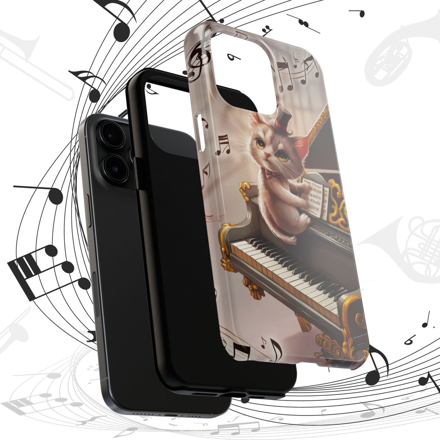 Meowsic Shield Wireless Charging Support Tough Case