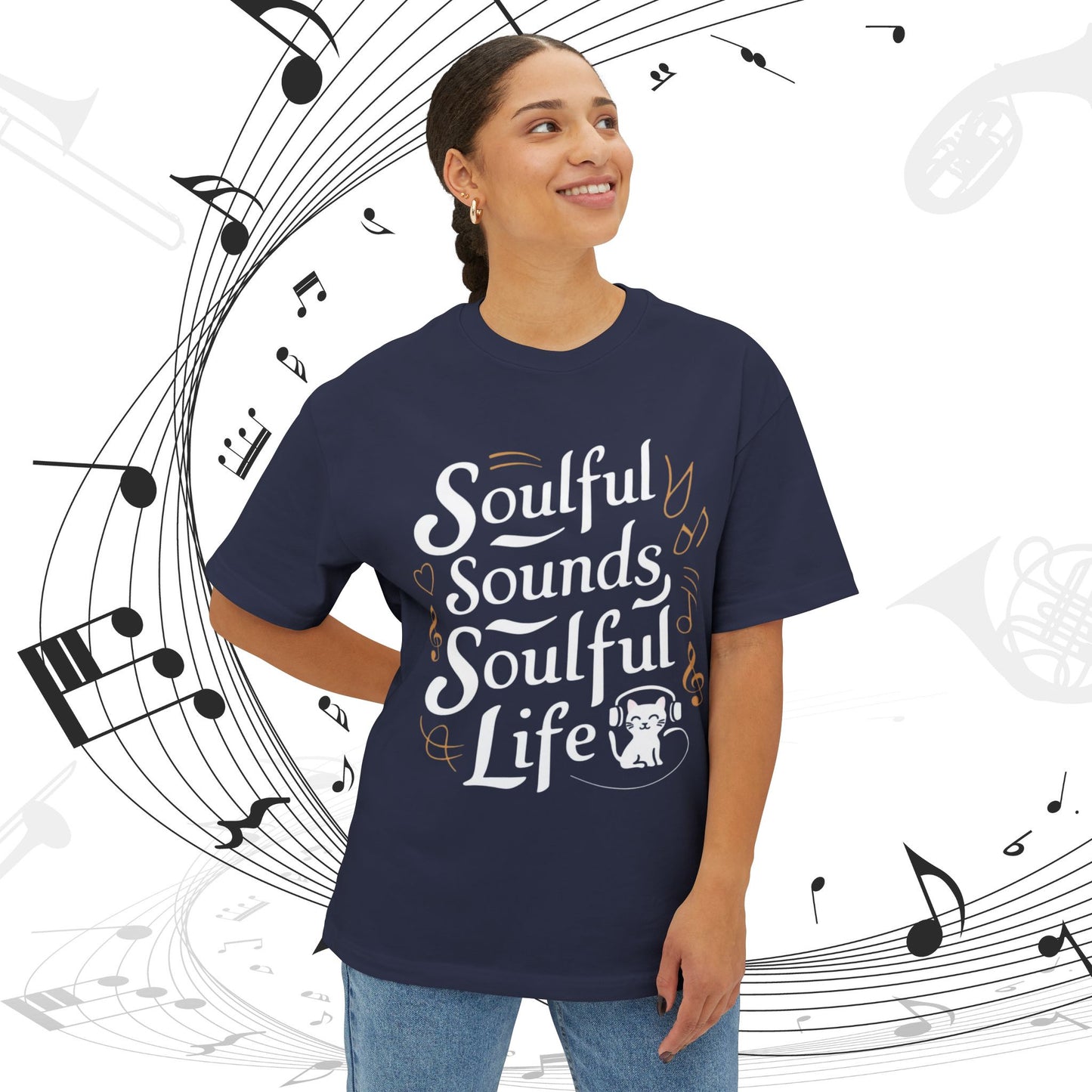 Soulful Sound Soulful Life Unisex Music Oversized Boxy Tee
