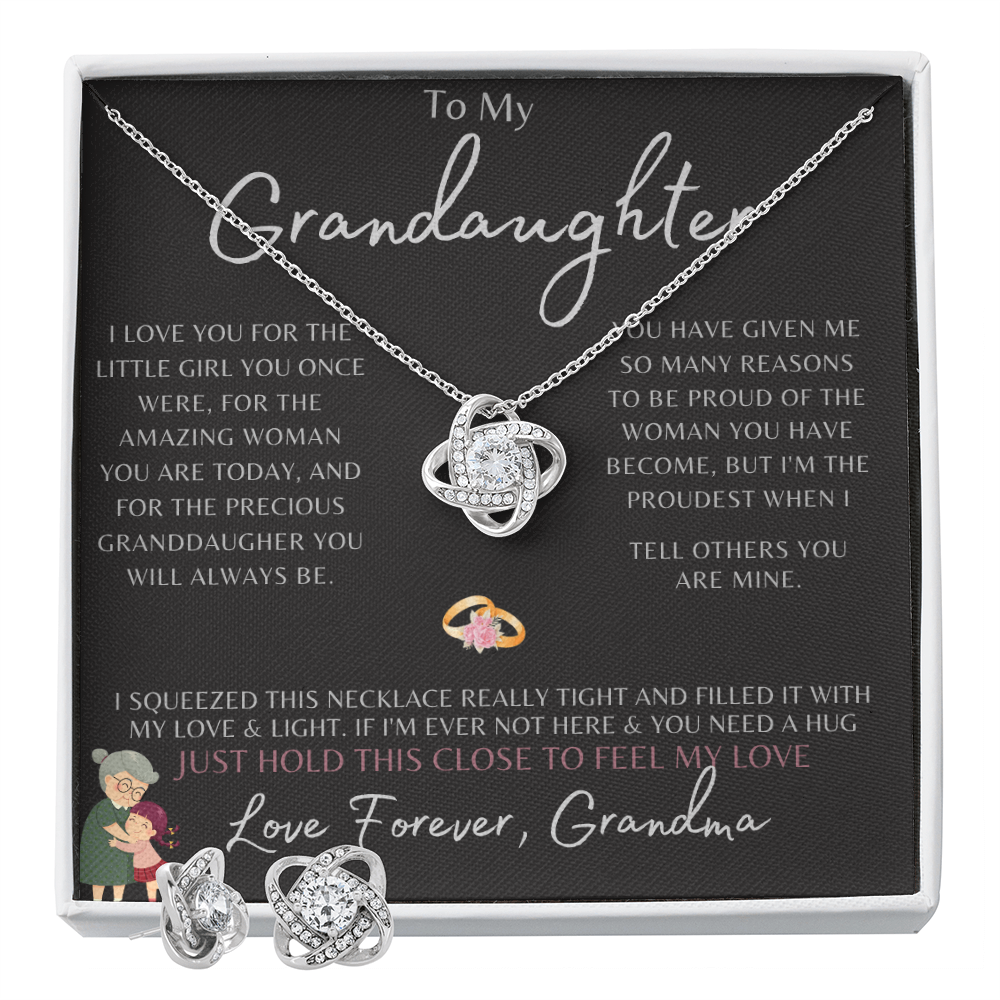 Best Gift For GrandDaughter. Love Knot Necklace & Earring Set