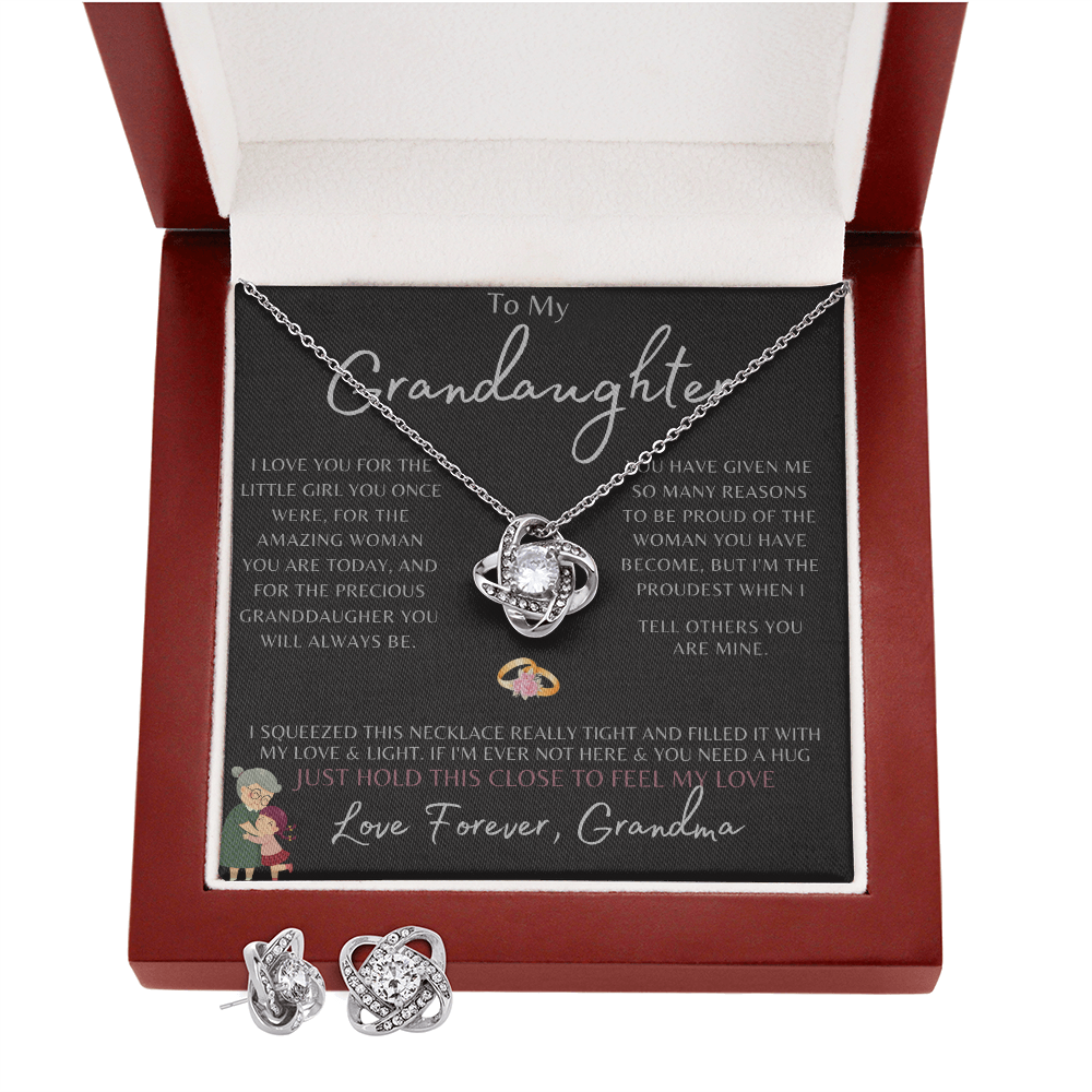 Best Gift For GrandDaughter. Love Knot Necklace & Earring Set