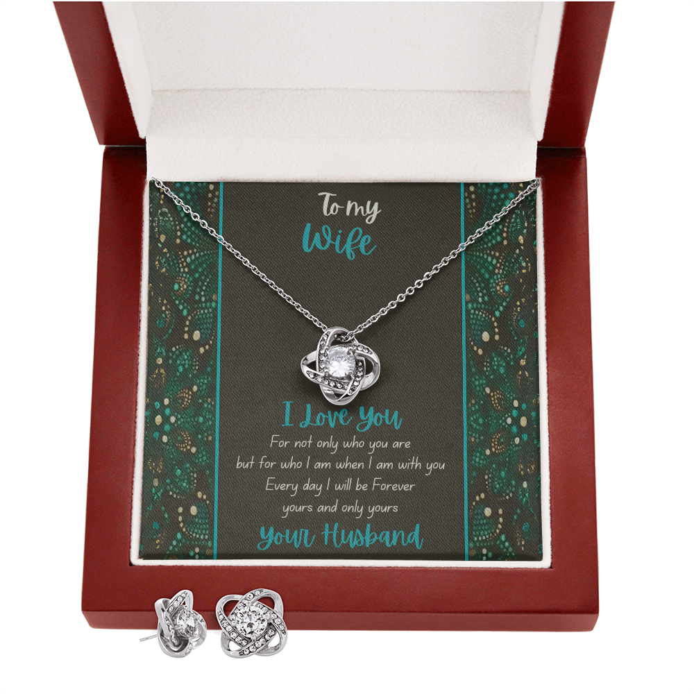 Best Gift For Wife. Love Knot Necklace & Earring Set