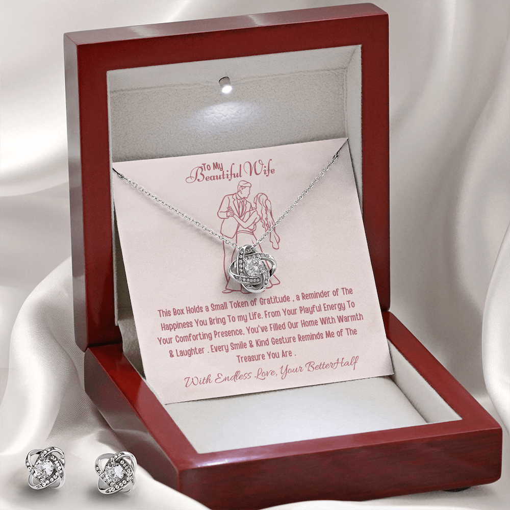 Best Gift For Wife. Forever Love Necklace & Earring Set