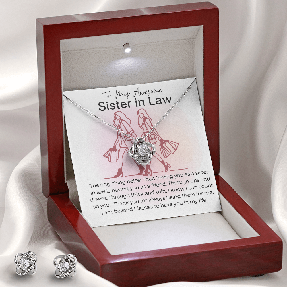 Best Gift For Sister In Law . Love Knot Necklace & Earring Set