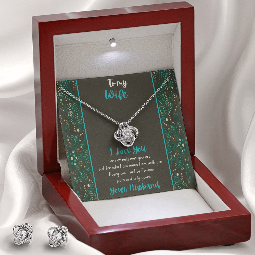 Best Gift For Wife. Love Knot Necklace & Earring Set
