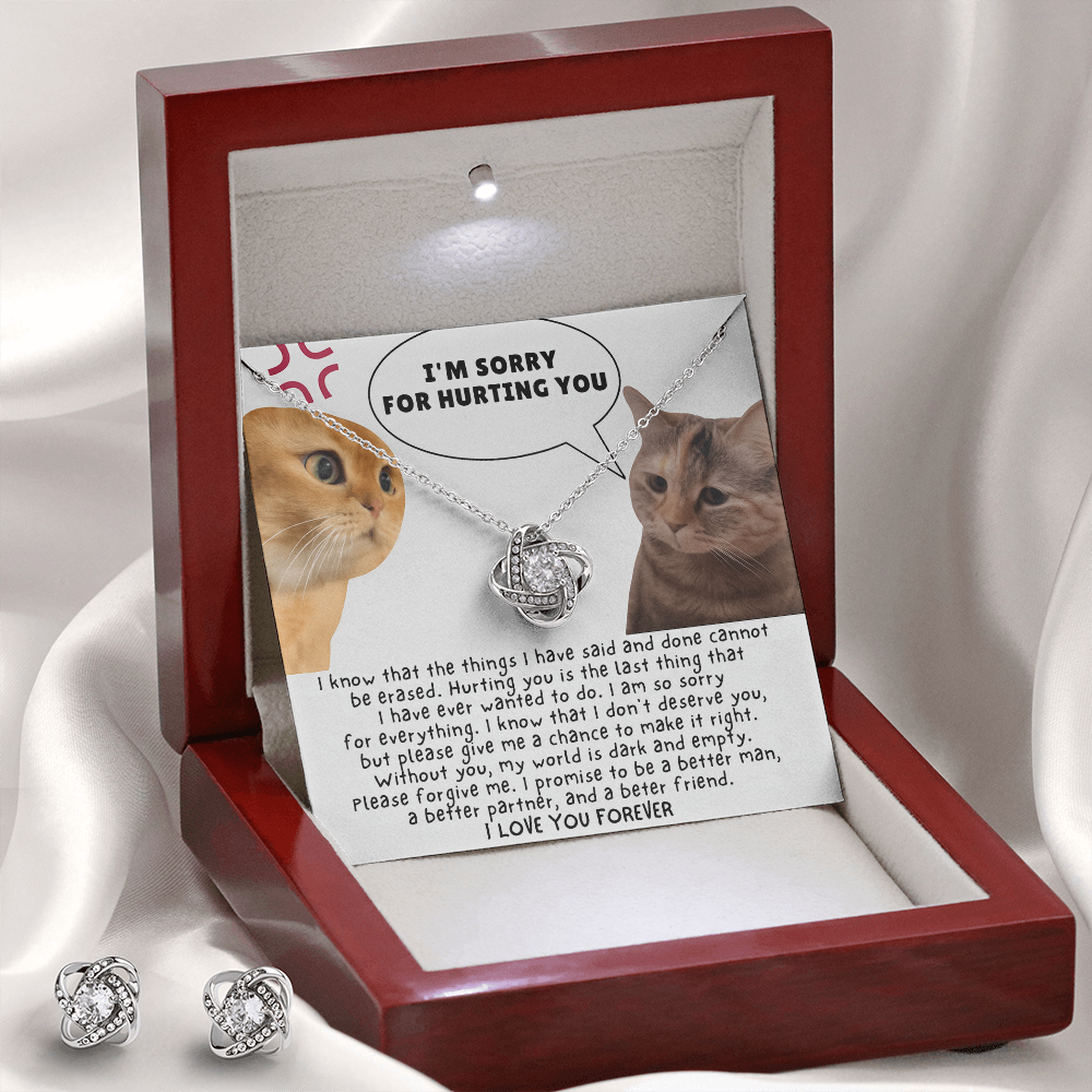 Best Gift For Wife. Love Knot Necklace & Earring Set