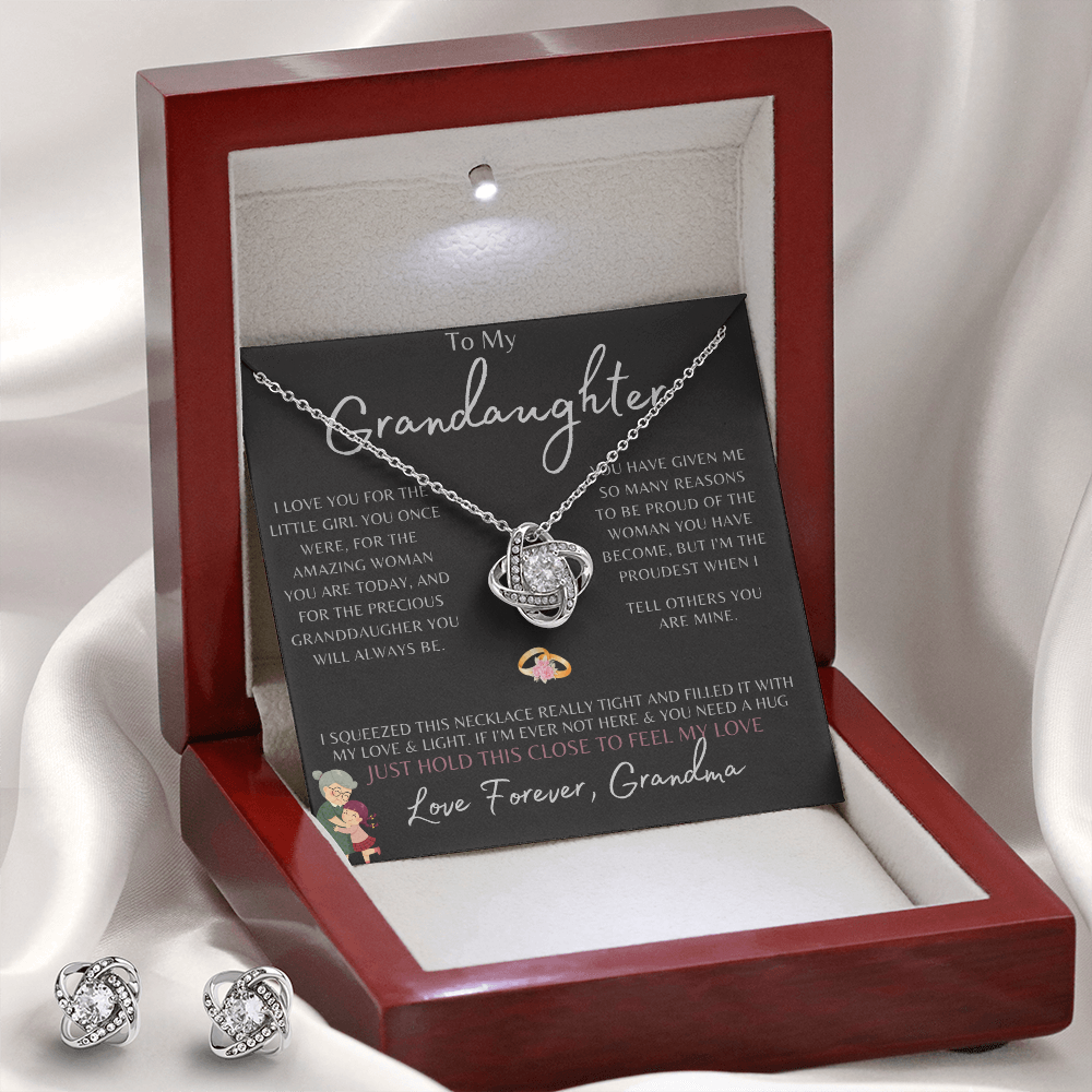 Best Gift For GrandDaughter. Love Knot Necklace & Earring Set