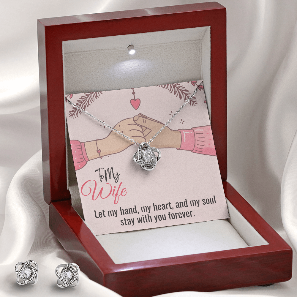 Best Gift For Wife. Love Knot Necklace & Earring Set