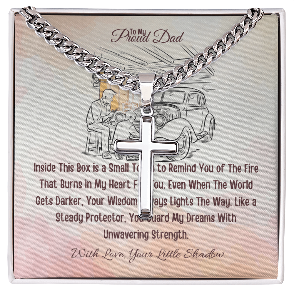 Best Gift From Son To Father. Cuban Link Chain with Artisan Cross
