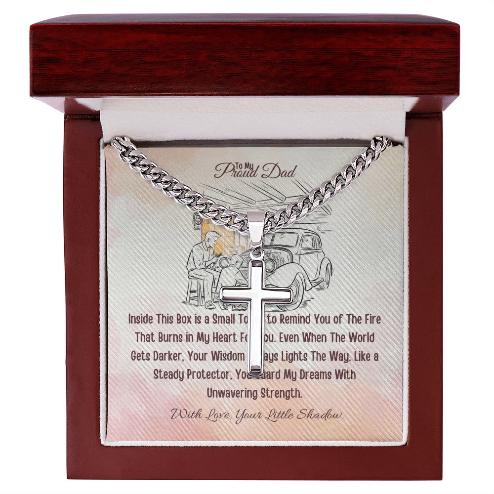 Best Gift From Son To Father. Cuban Link Chain with Artisan Cross