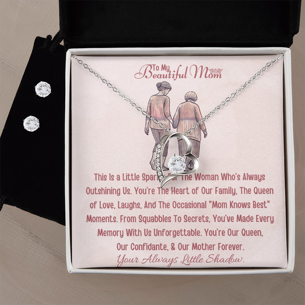 Best Gift From Daughter To Mother. Forever Love Necklace & Earring Set