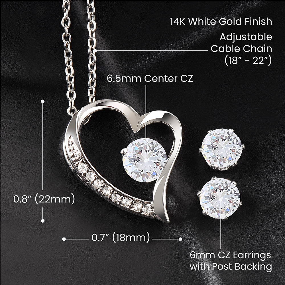 Best Gift For Wife. Forever Love Necklace & Earring Set