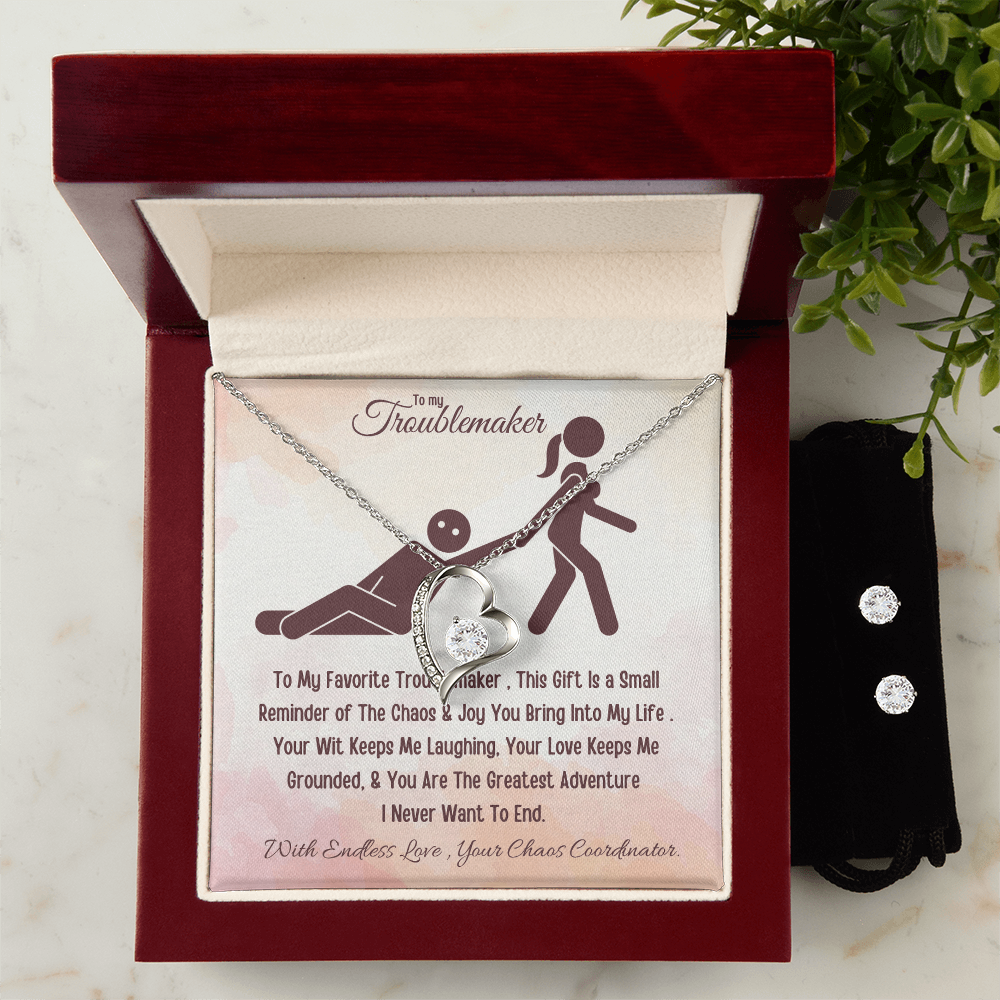Best Gift For Wife. Forever Love Necklace & Earring Set