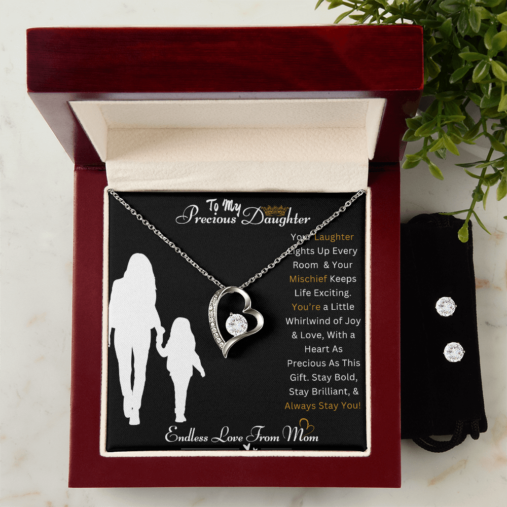 Best Gift For Daughter. Forever Love Necklace & Earring Set