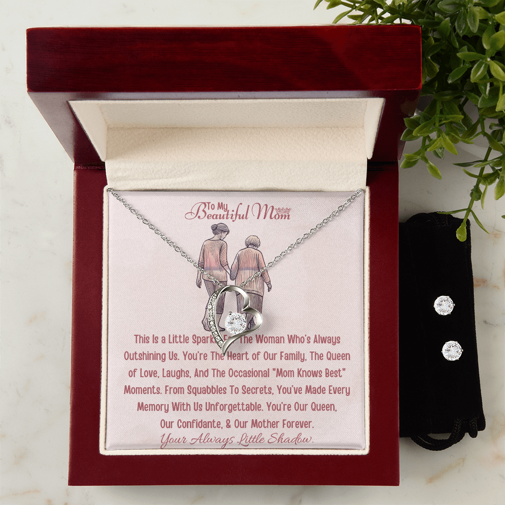 Best Gift From Daughter To Mother. Forever Love Necklace & Earring Set