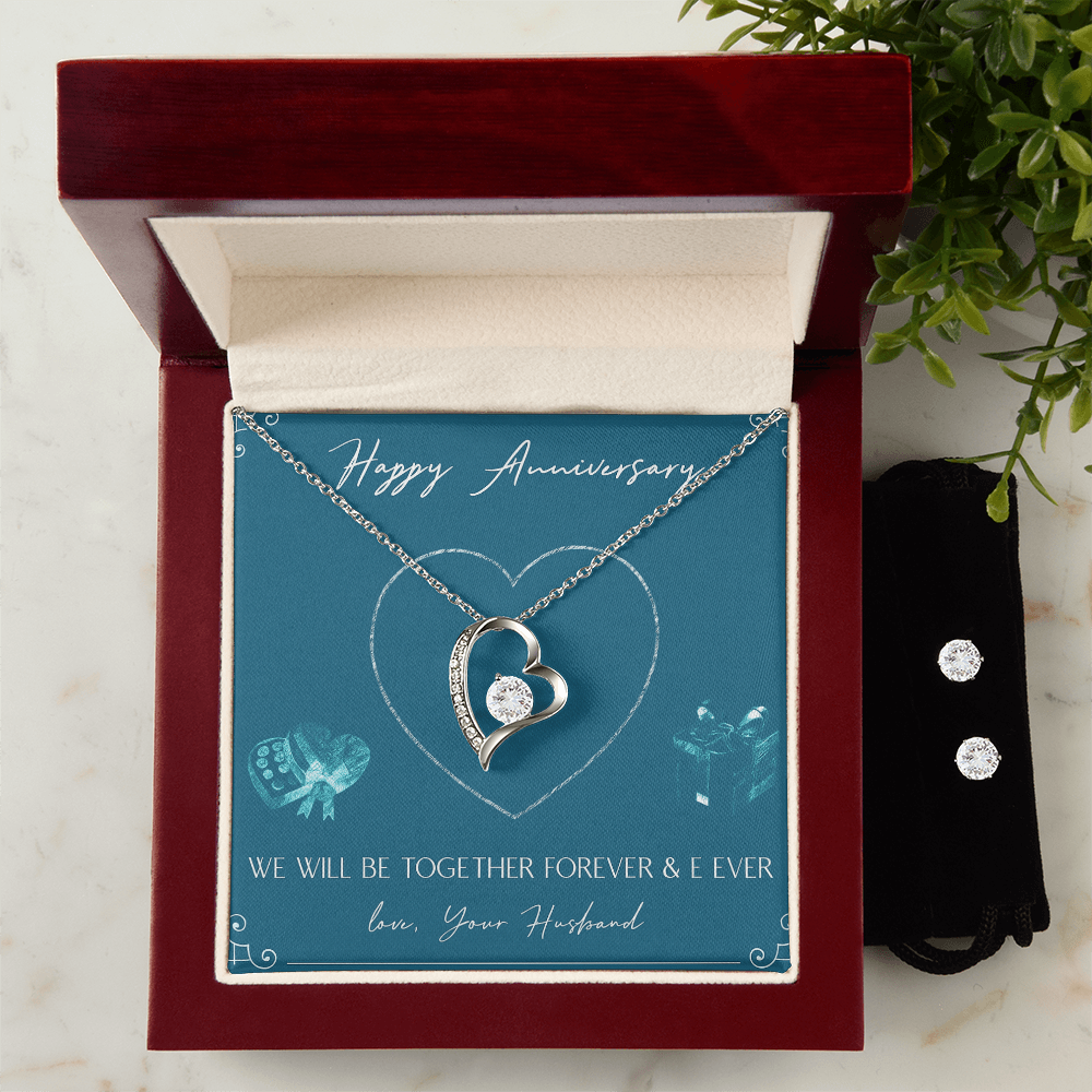 Best Gift For Wife. Forever Love Necklace & Earring Set