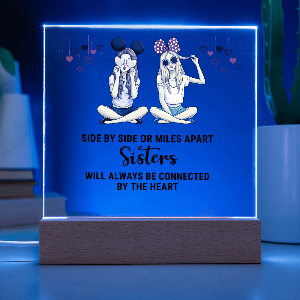 Best Gift For Sister . Acrylic Square Plaque With Led Light Base