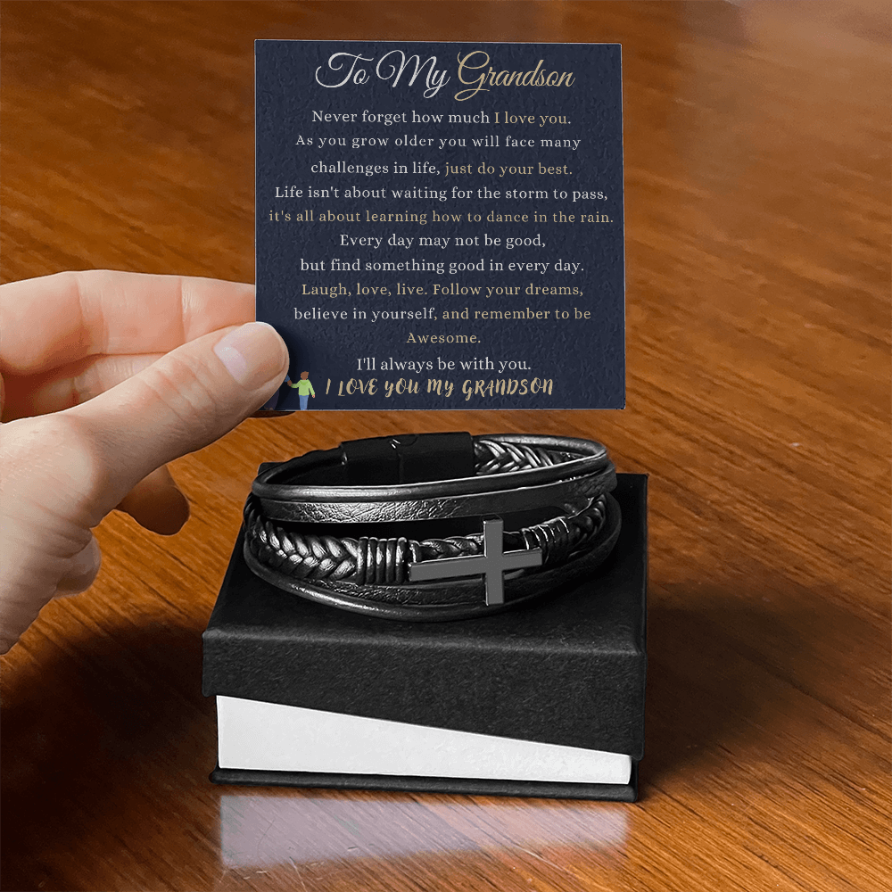 Best Gift For GrandSon. Men's Cross Bracelet