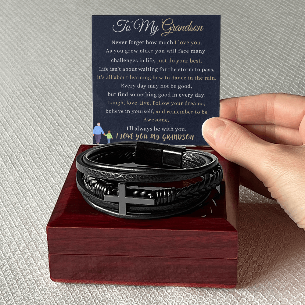 Best Gift For GrandSon. Men's Cross Bracelet