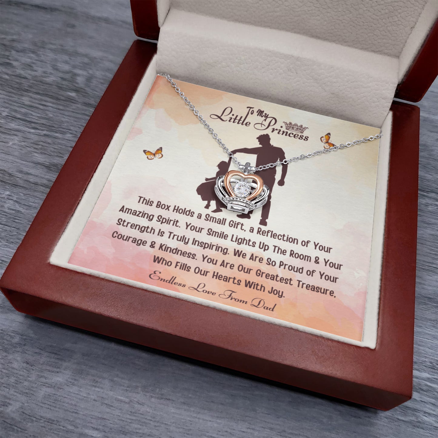 Best Gift From Father To Daughter. Crown Pendant Necklace