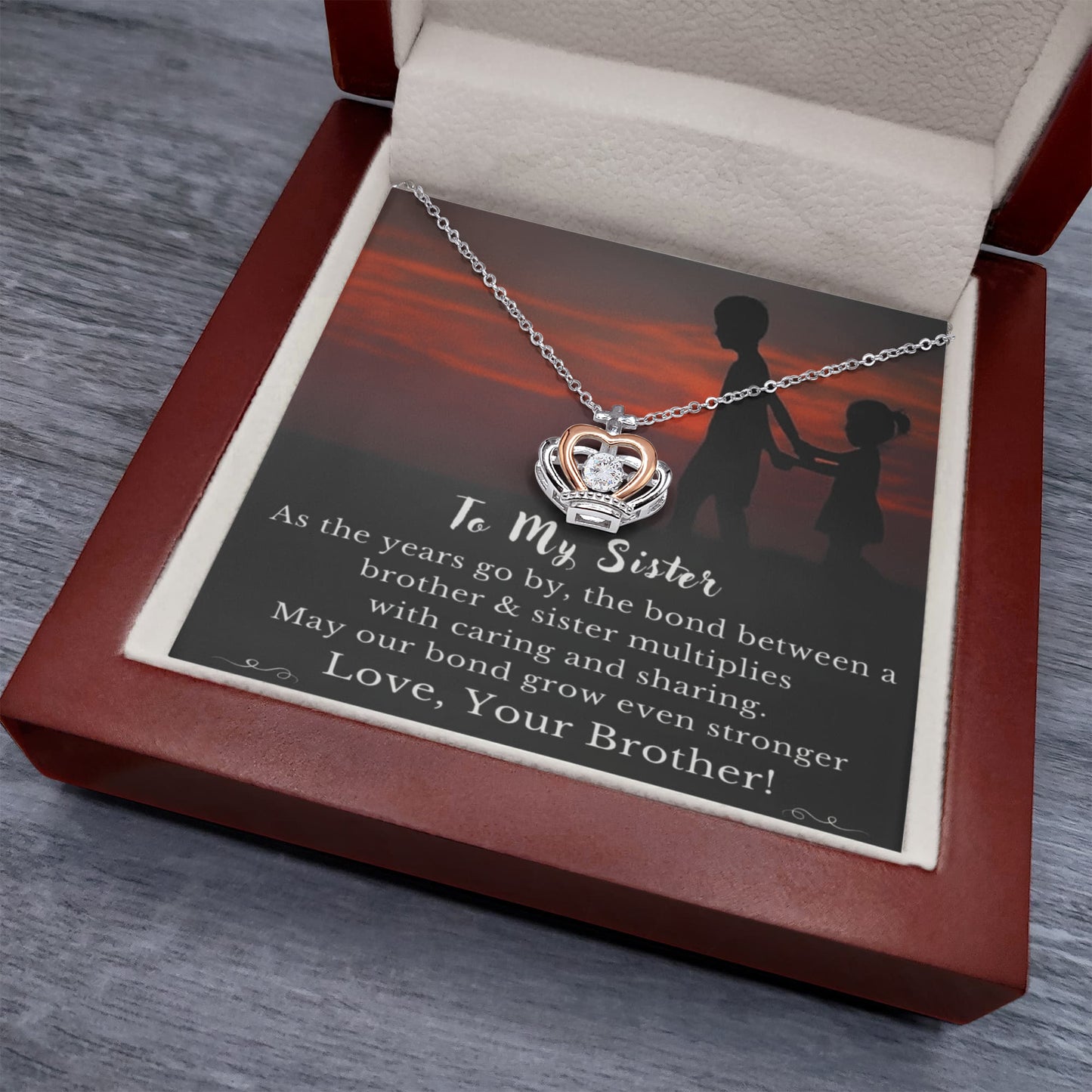 Best Gift For Sister . Crown Pendant Necklace