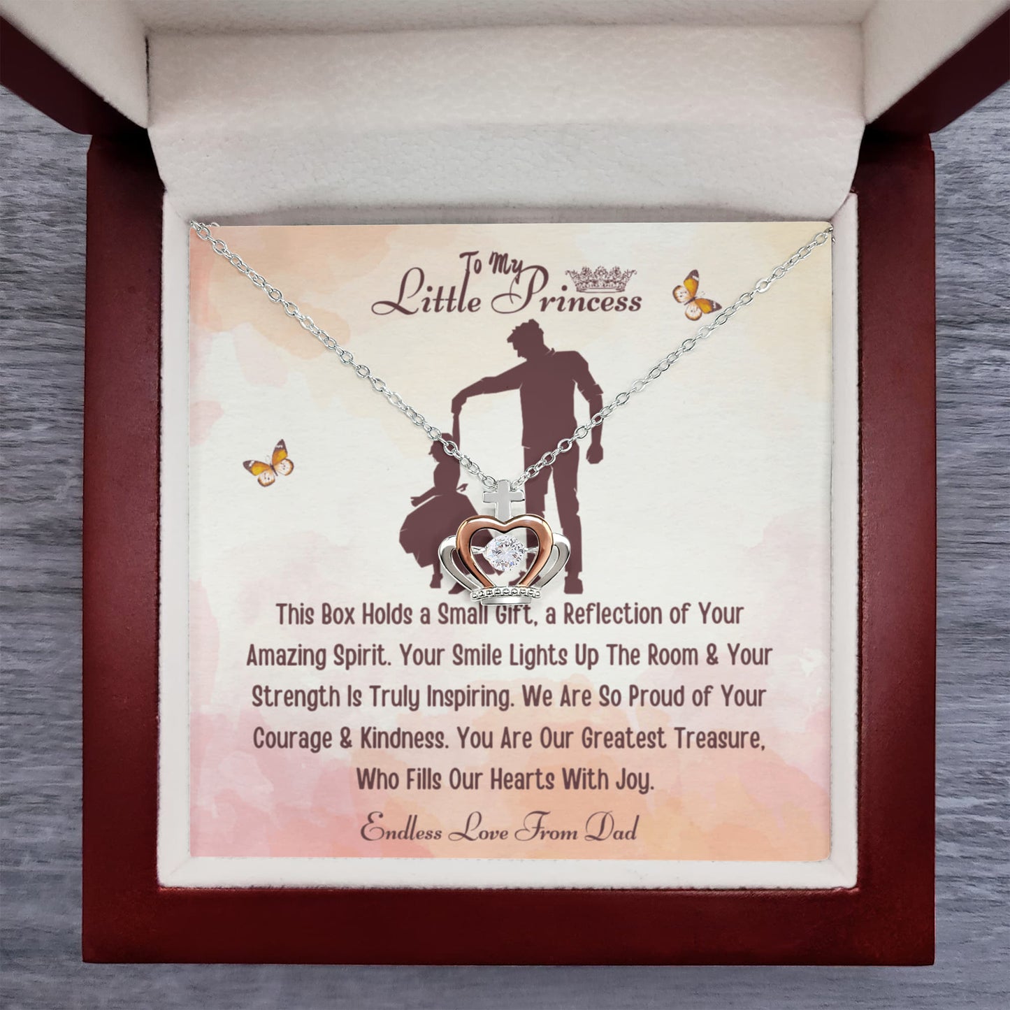 Best Gift From Father To Daughter. Crown Pendant Necklace